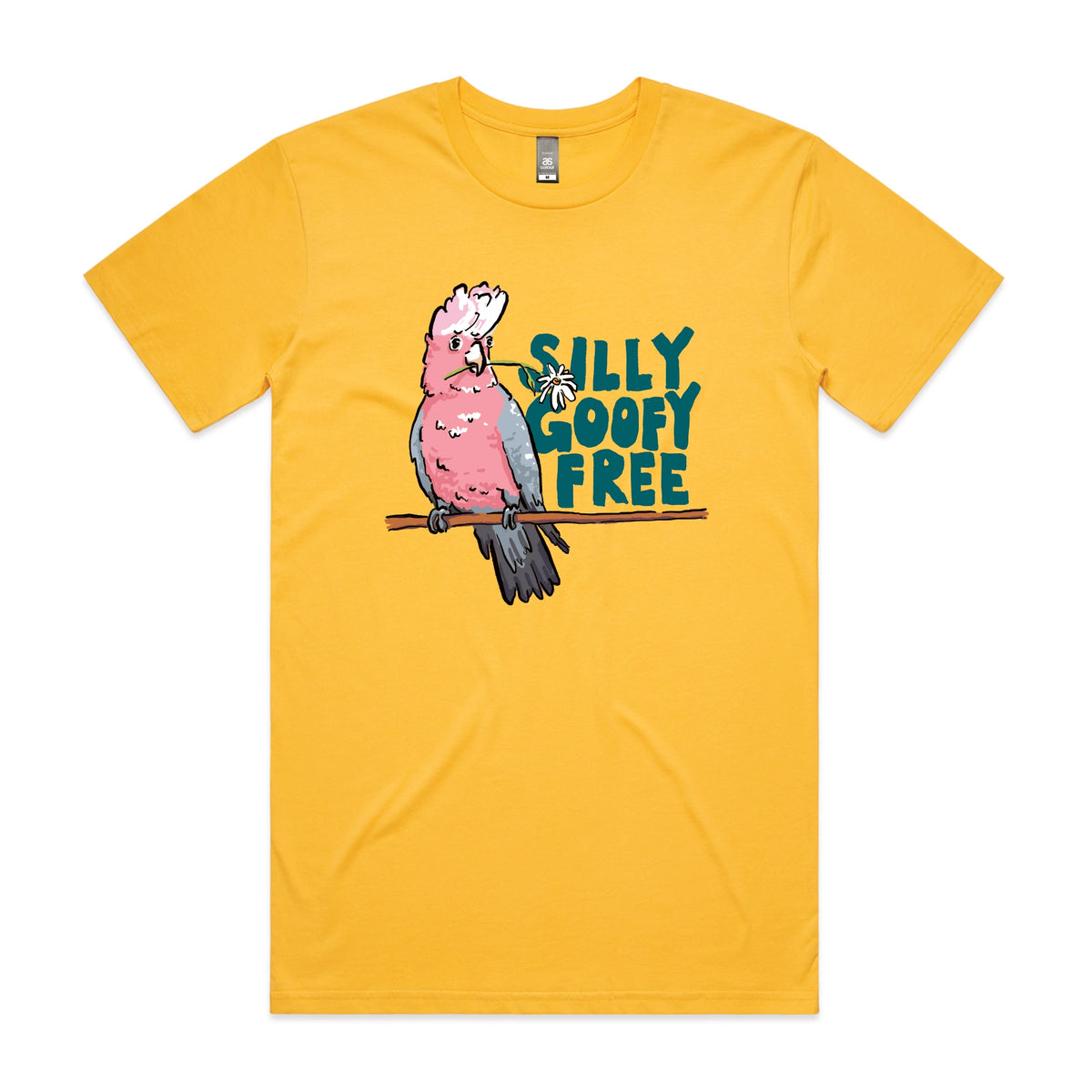 Yellow unisex t-shirt with Silly Goofy Free graphic by Lonely Kids Club