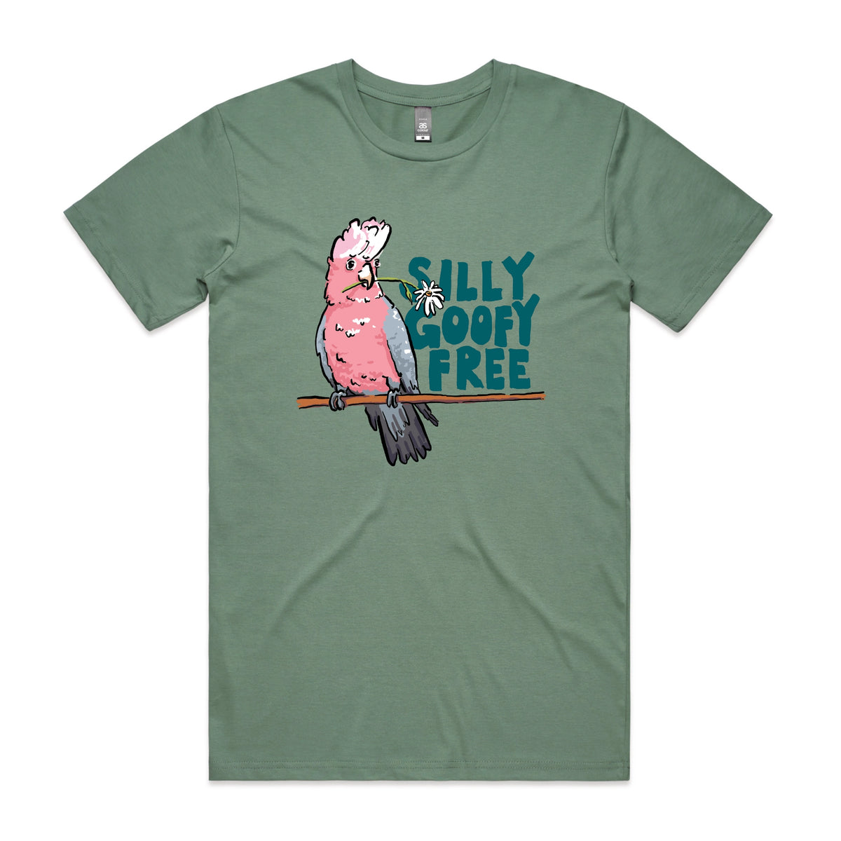 Sage unisex t-shirt with Silly Goofy Free graphic by Lonely Kids Club