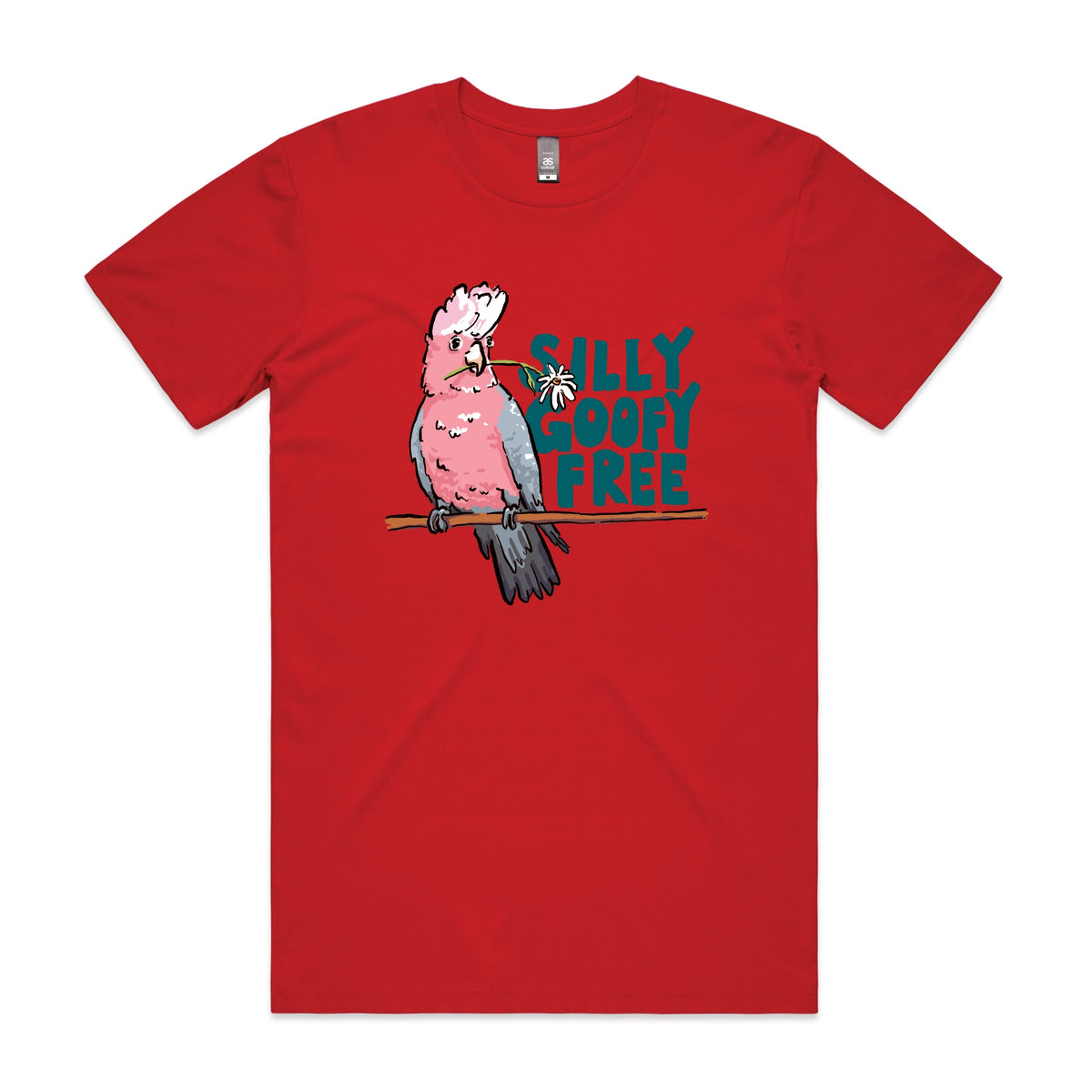 Red unisex t-shirt with Silly Goofy Free graphic by Lonely Kids Club