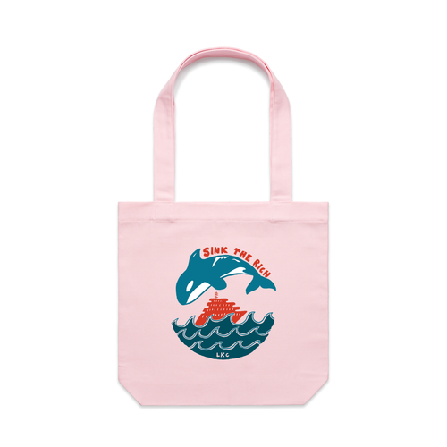 Sink The Rich Tote by Lonely Kids Club. All clothing from our T-shirts to our shorts and hoodies are ethically made, and printed packed and shipped from Sydney.