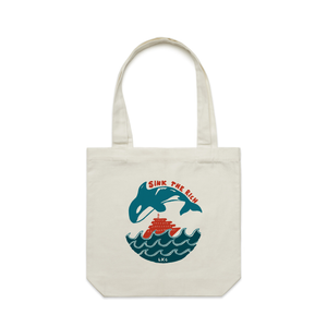 Sink The Rich Tote by Lonely Kids Club. All clothing from our T-shirts to our shorts and hoodies are ethically made, and printed packed and shipped from Sydney.