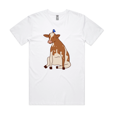 Sitting Cow Tee by Lonely Kids Club. All clothing from our T-shirts to our shorts and hoodies are ethically made, and printed packed and shipped from Sydney.