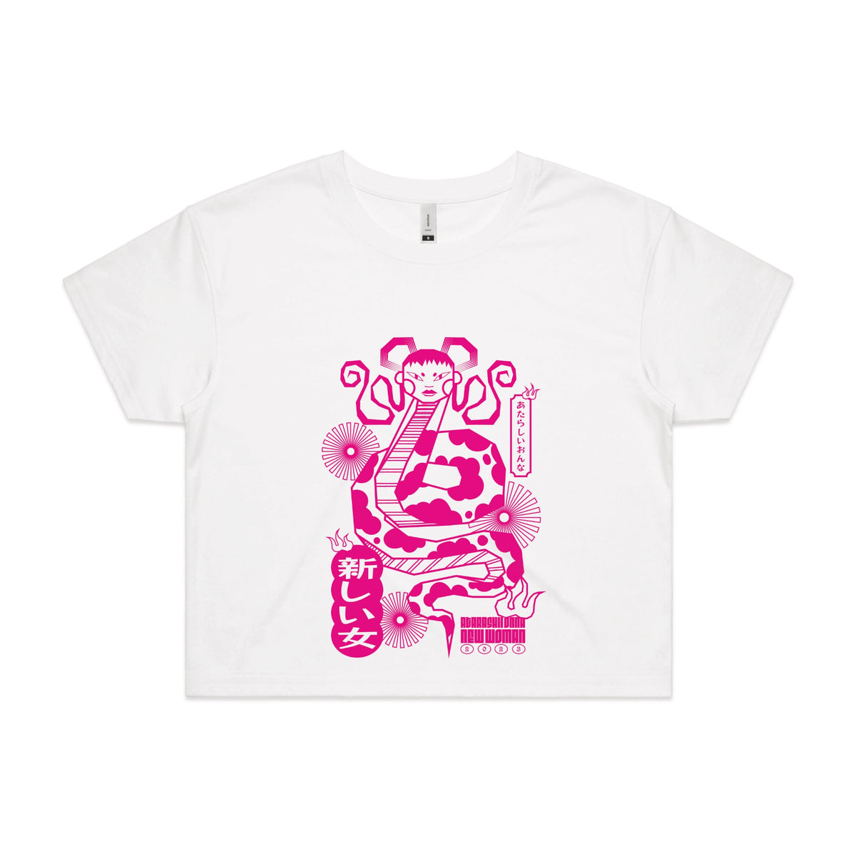 White crop top with Lady Snake graphic by Lonely Kids Club