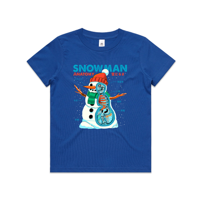 Snowman Anatomy Kids Tee by Lonely Kids Club. All clothing from our T-shirts to our shorts and hoodies are ethically made, and printed packed and shipped from Sydney.