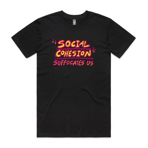 Social Cohesion Tee by Lonely Kids Club. All clothing from our T-shirts to our shorts and hoodies are ethically made, and printed packed and shipped from Sydney.