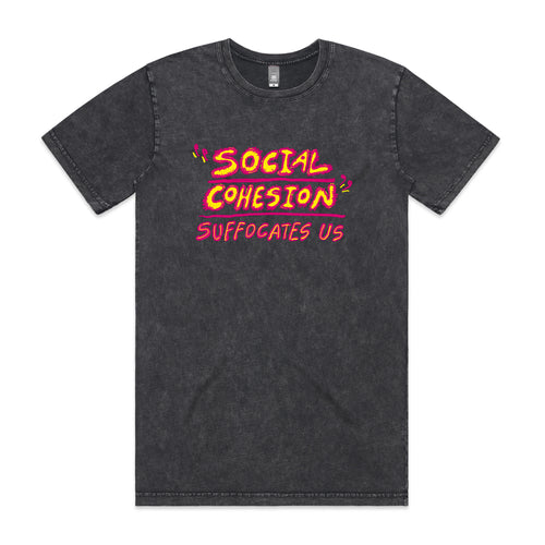 Social Cohesion Tee by Lonely Kids Club. All clothing from our T-shirts to our shorts and hoodies are ethically made, and printed packed and shipped from Sydney.