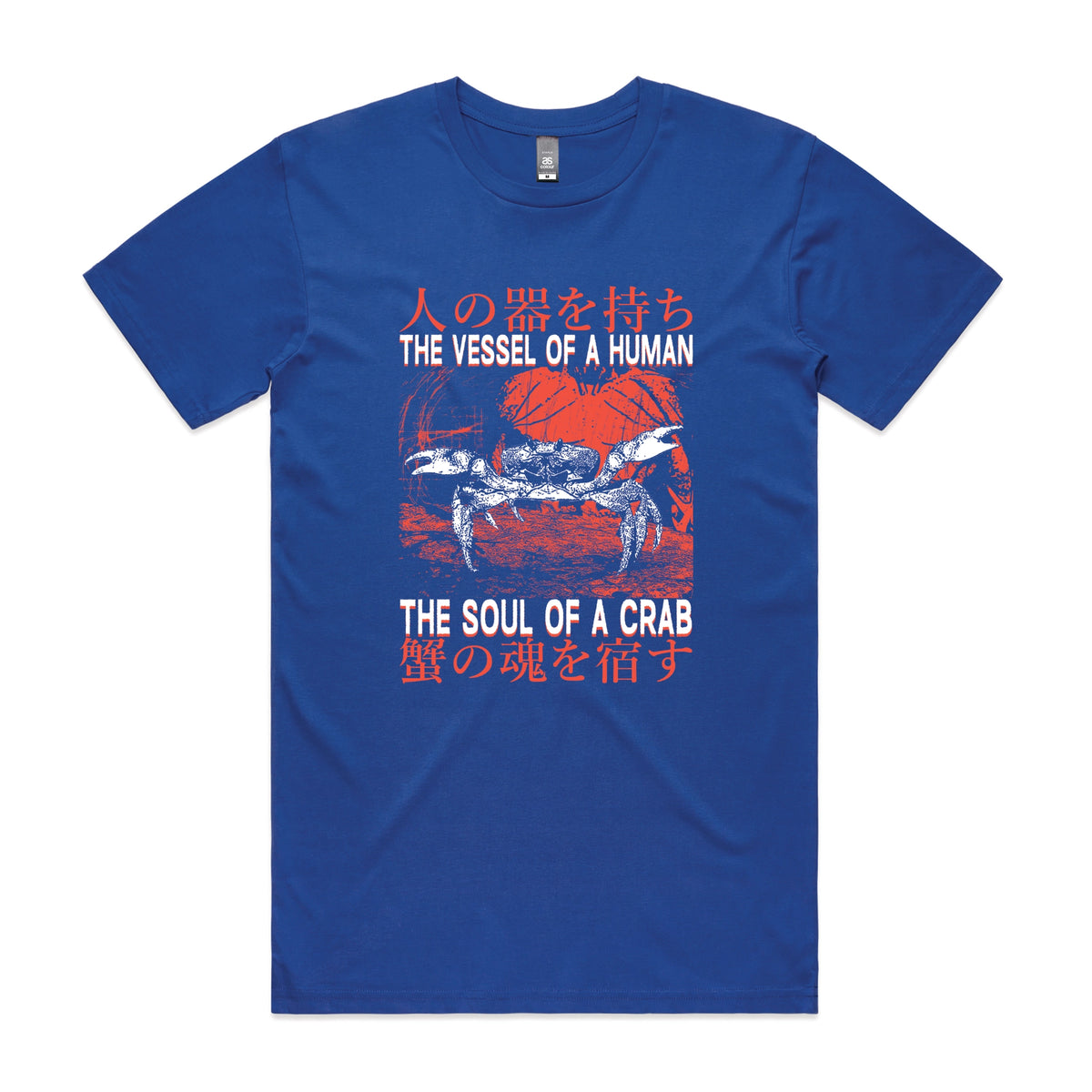 Royal Blue unisex t-shirt with Soul Of A Crab graphic by Lonely Kids Club