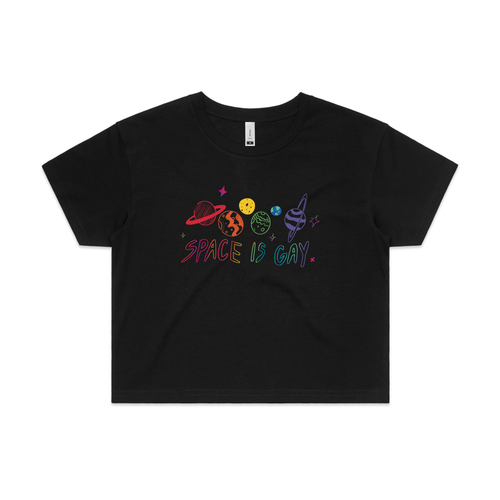 Space Is Gay Tee by Lonely Kids Club. All clothing from our T-shirts to our shorts and hoodies are ethically made, and printed packed and shipped from Sydney.