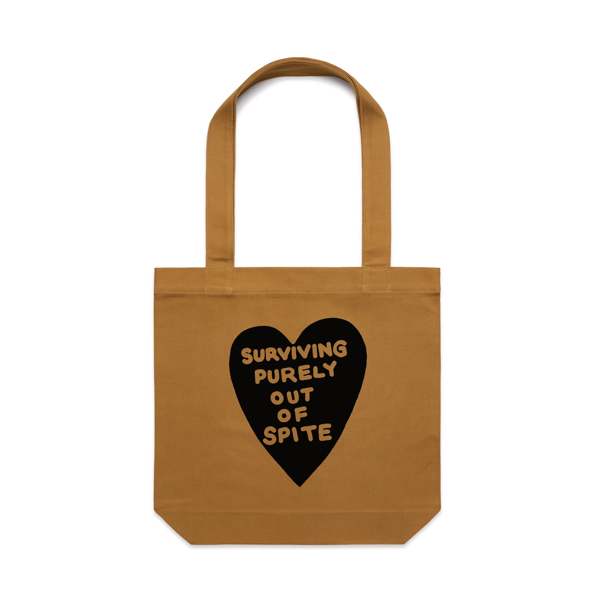 Camel carrie tote with Spite Tote graphic by Lonely Kids Club