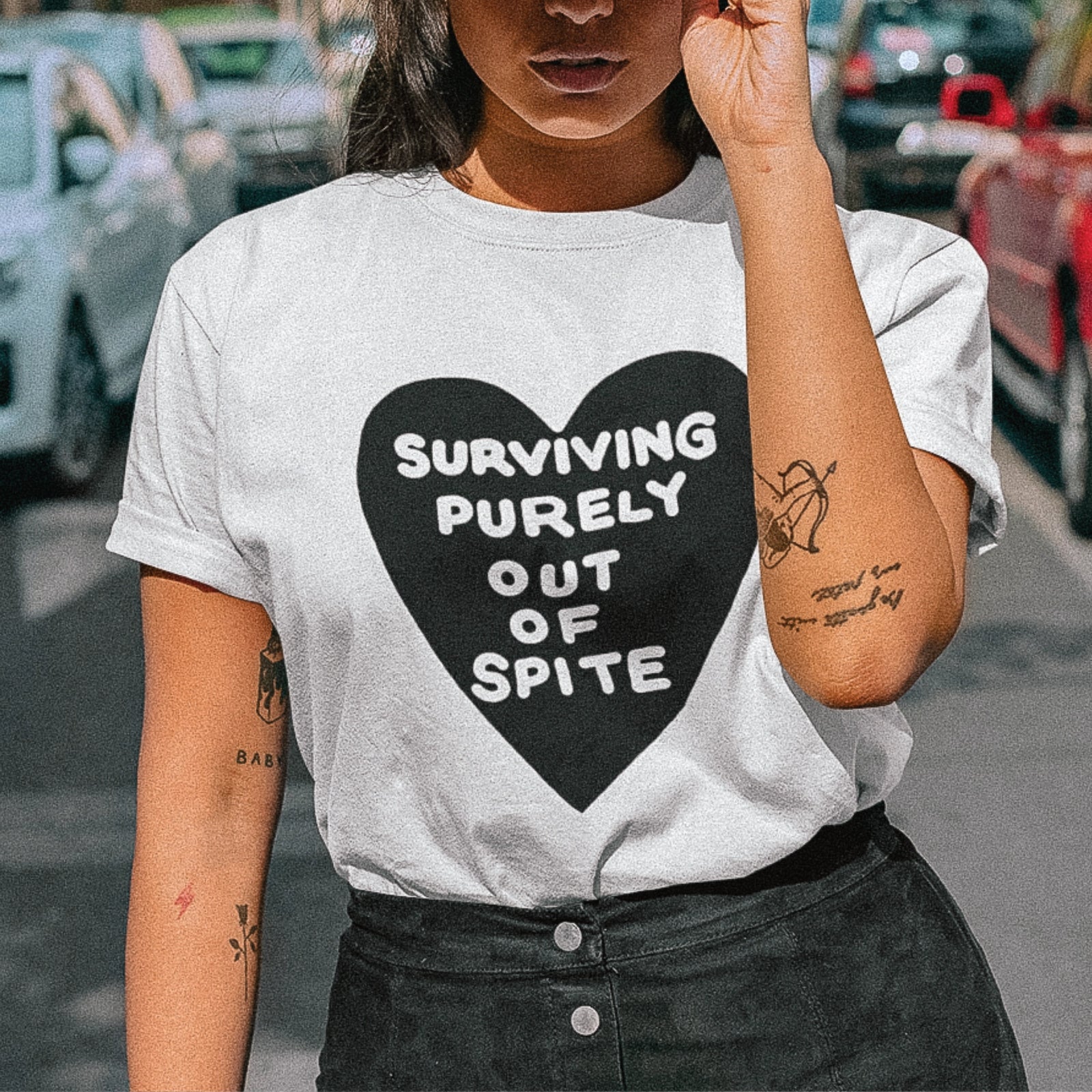 Spite Tee by Lonely Kids Club. All clothing from our T-shirts to our shorts and hoodies are ethically made, and printed packed and shipped from Sydney.
