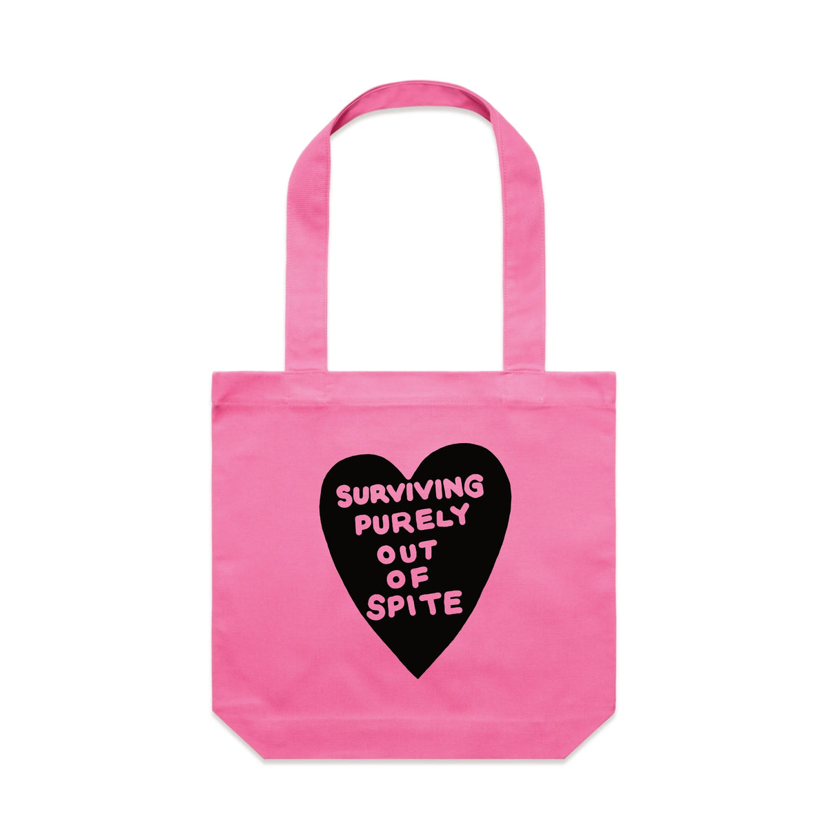 Bubblegum carrie tote with Spite Tote graphic by Lonely Kids Club