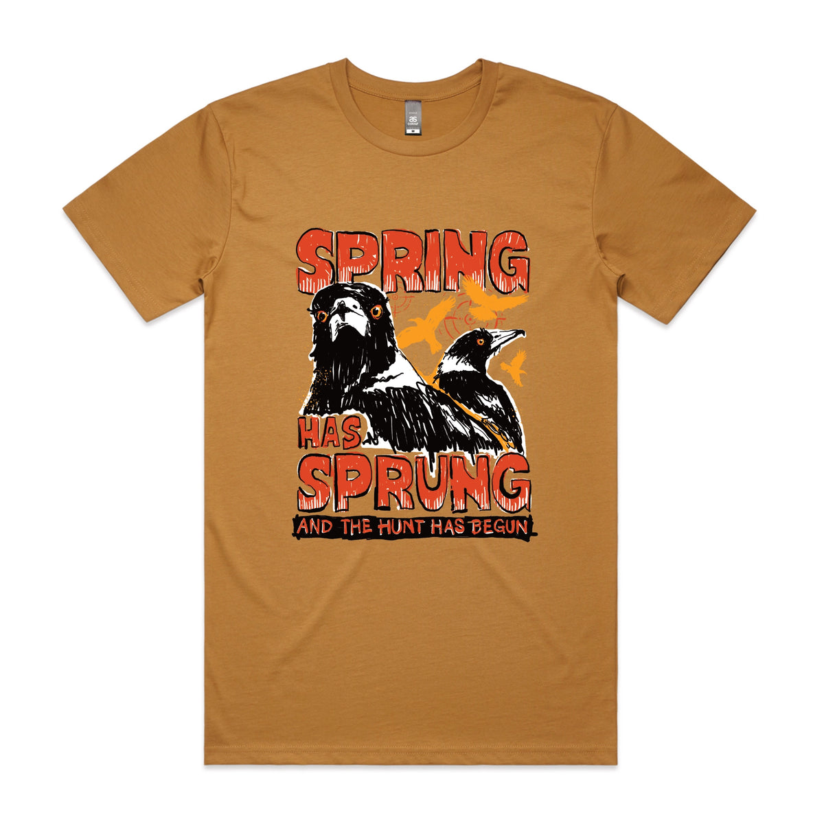 Camel unisex t-shirt with Spring Has Sprung graphic by Lonely Kids Club
