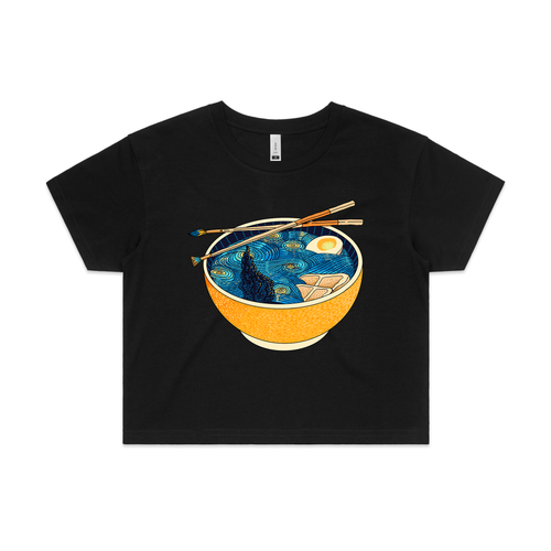 Starry Night Ramen Tee by Lonely Kids Club. All clothing from our T-shirts to our shorts and hoodies are ethically made, and printed packed and shipped from Sydney.