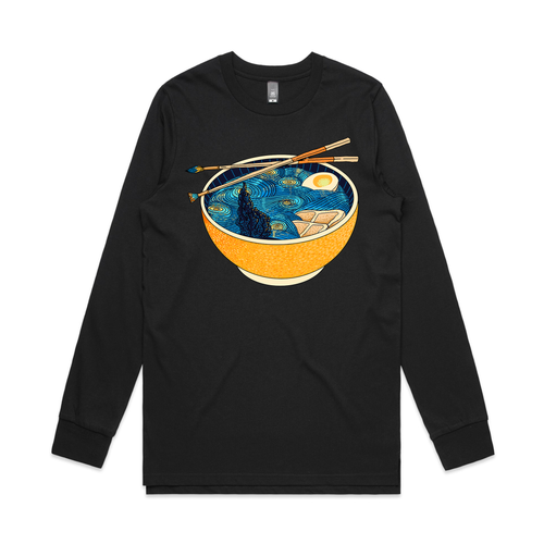 Starry Night Ramen Tee by Lonely Kids Club. All clothing from our T-shirts to our shorts and hoodies are ethically made, and printed packed and shipped from Sydney.