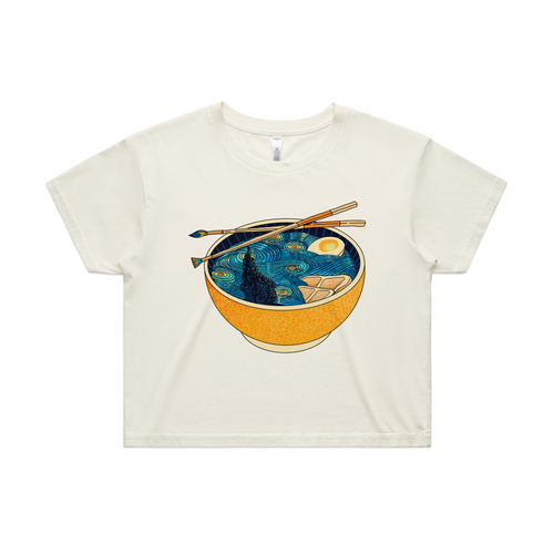 Starry Night Ramen Tee by Lonely Kids Club. All clothing from our T-shirts to our shorts and hoodies are ethically made, and printed packed and shipped from Sydney.