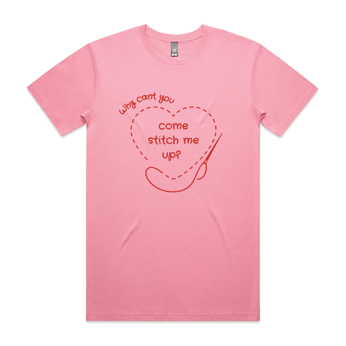 Bubblegum unisex t-shirt with Stitch Me Up graphic by Lonely Kids Club