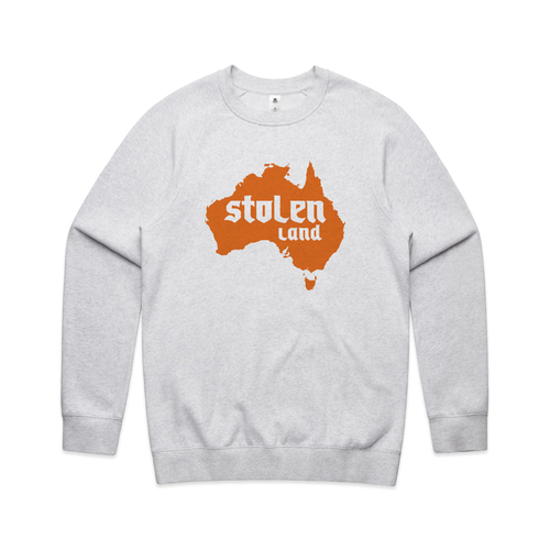 Stolen Land Charity Jumper by Lonely Kids Club. All clothing from our T-shirts to our shorts and hoodies are ethically made, and printed packed and shipped from Sydney.