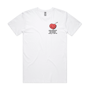 Stop Normalising The Grind Tee by Lonely Kids Club. All clothing from our T-shirts to our shorts and hoodies are ethically made, and printed packed and shipped from Sydney.