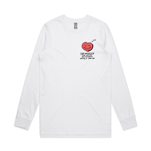 Stop Normalising The Grind Tee by Lonely Kids Club. All clothing from our T-shirts to our shorts and hoodies are ethically made, and printed packed and shipped from Sydney.