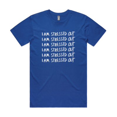Stressed Out Tee by Lonely Kids Club. All clothing from our T-shirts to our shorts and hoodies are ethically made, and printed packed and shipped from Sydney.