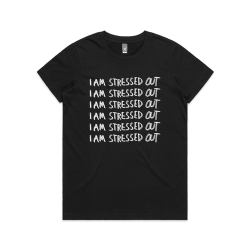 Stressed Out Tee by Lonely Kids Club. All clothing from our T-shirts to our shorts and hoodies are ethically made, and printed packed and shipped from Sydney.