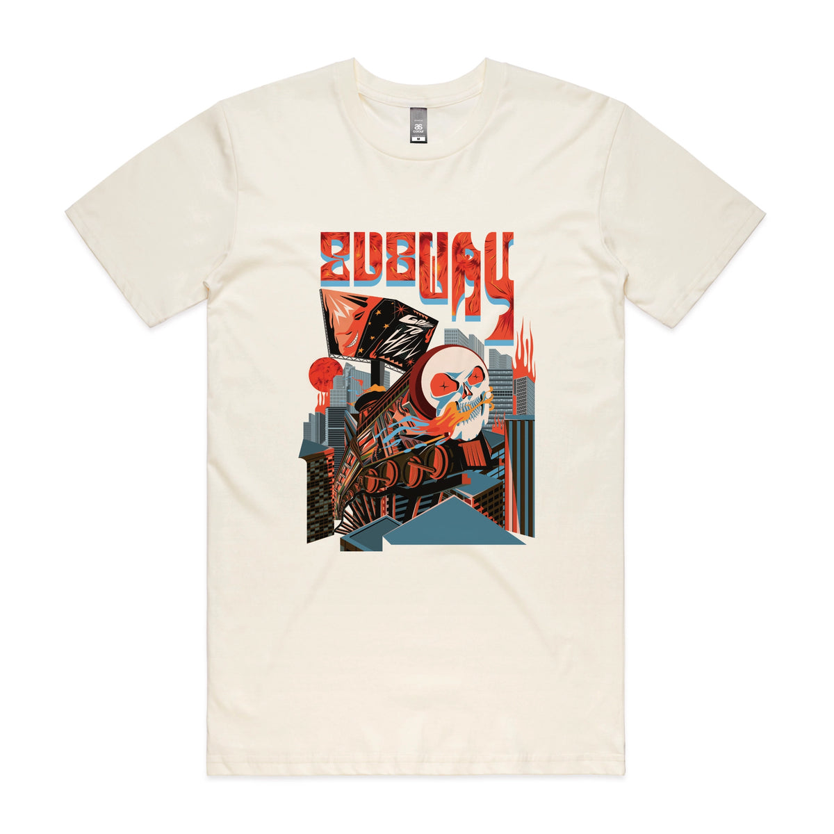 Ecru unisex t-shirt with Subway Goes To Hell graphic by Lonely Kids Club