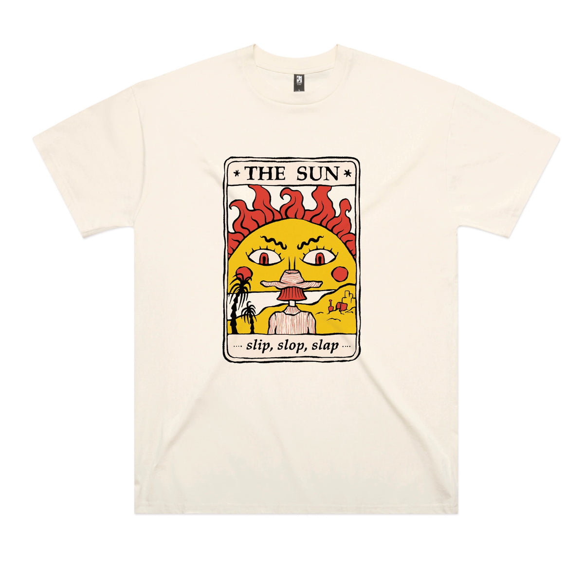 Ecru oversized t-shirt with The Sun Tarot graphic by Lonely Kids Club