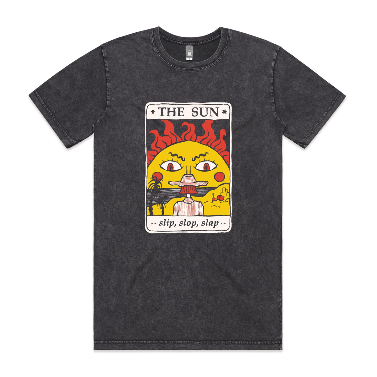 Acid Wash unisex t-shirt with The Sun Tarot graphic by Lonely Kids Club