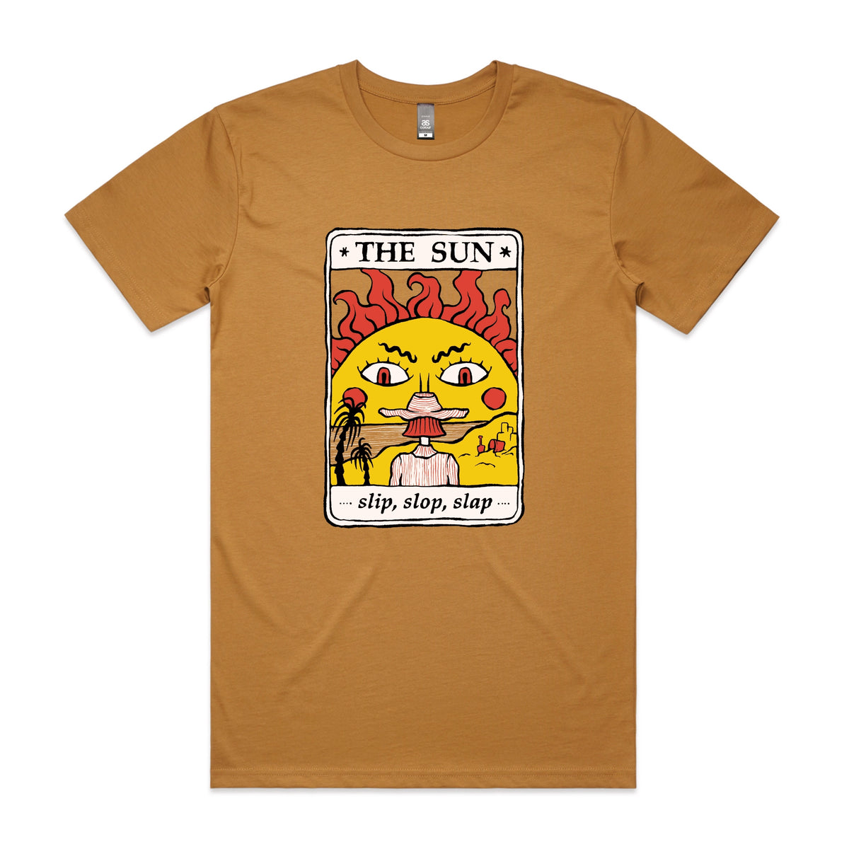 Camel unisex t-shirt with The Sun Tarot graphic by Lonely Kids Club
