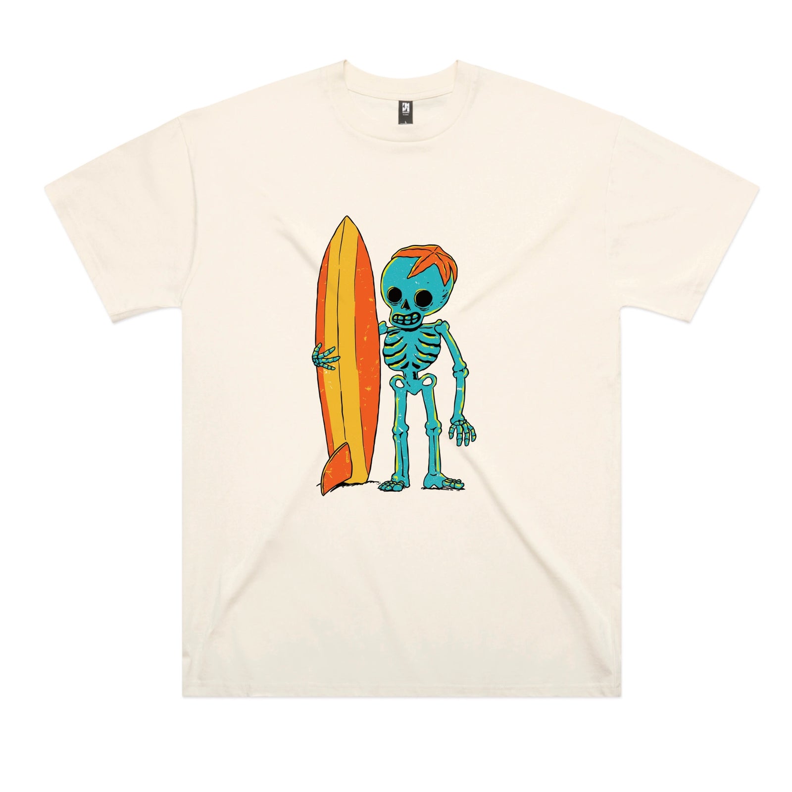 Ecru oversized t-shirt with Skeleton Surfer graphic by Lonely Kids Club