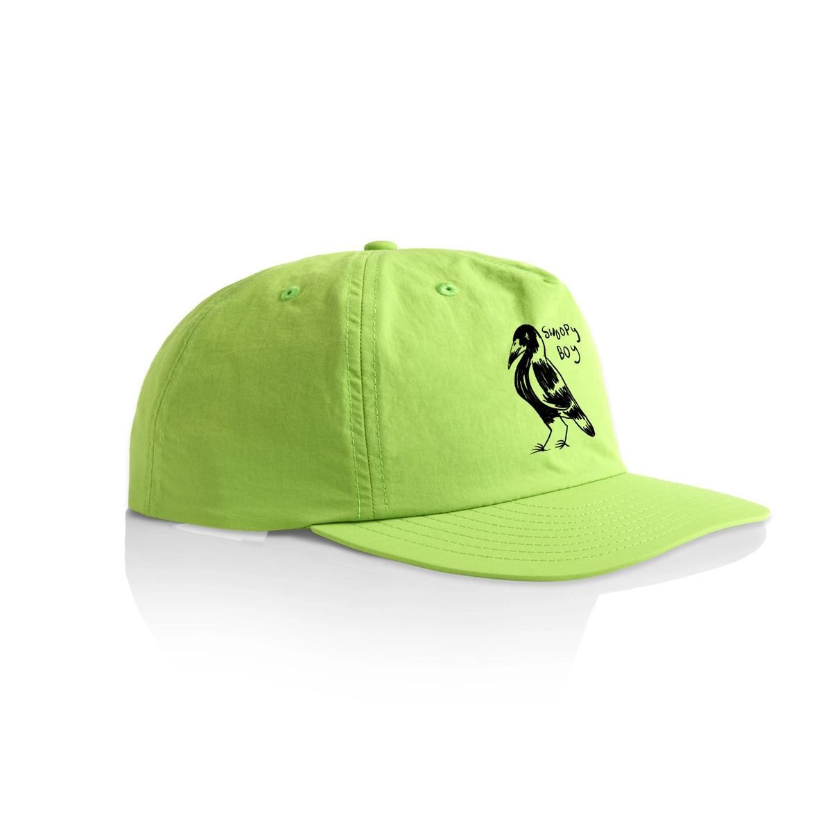 Lime active cap with Swoopy Boy Hat graphic by Lonely Kids Club