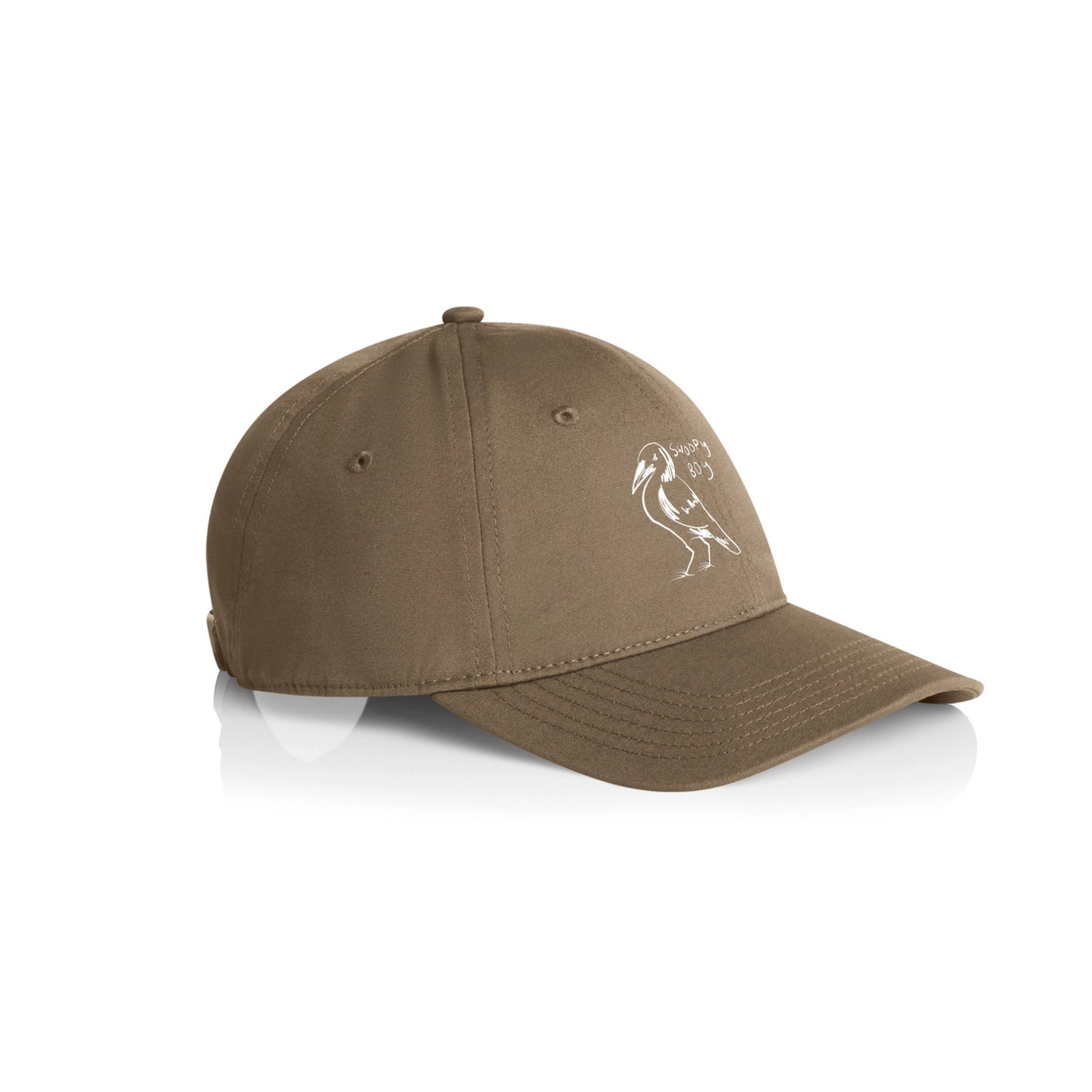 Walnut classic cap with Swoopy Boy Hat graphic by Lonely Kids Club