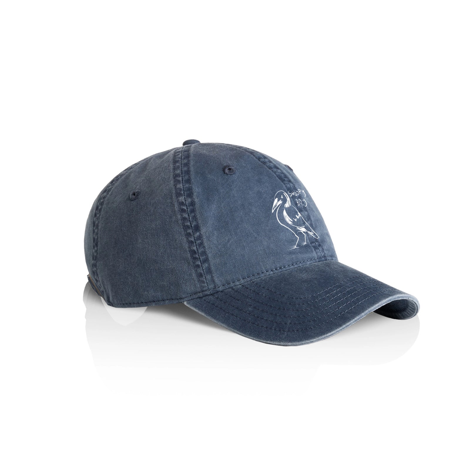 Denim classic cap with Swoopy Boy Hat graphic by Lonely Kids Club
