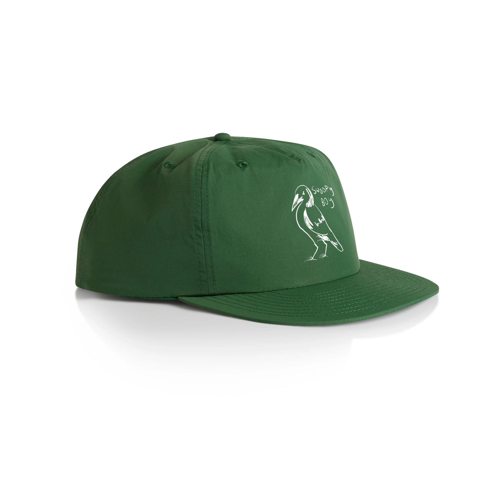 Forest Green active cap with Swoopy Boy Hat graphic by Lonely Kids Club