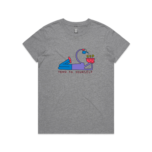 Tend To Yourself Tee by Lonely Kids Club. All clothing from our T-shirts to our shorts and hoodies are ethically made, and printed packed and shipped from Sydney.