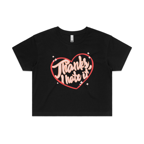 Thanks, I Hate It Tee by Lonely Kids Club. All clothing from our T-shirts to our shorts and hoodies are ethically made, and printed packed and shipped from Sydney.