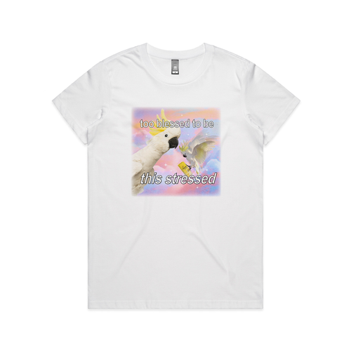 Too Blessed Tee by Lonely Kids Club. All clothing from our T-shirts to our shorts and hoodies are ethically made, and printed packed and shipped from Sydney.