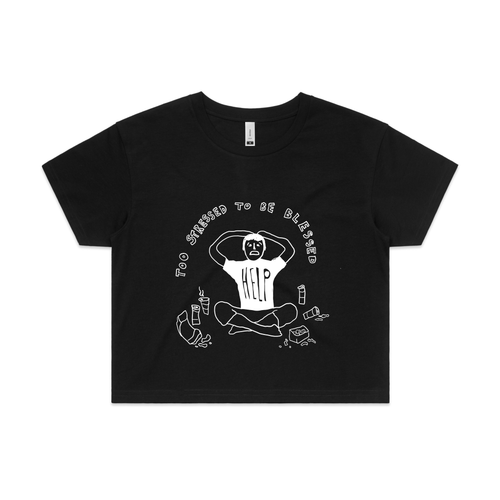 Too Stressed To Be Blessed Tee by Lonely Kids Club. All clothing from our T-shirts to our shorts and hoodies are ethically made, and printed packed and shipped from Sydney.