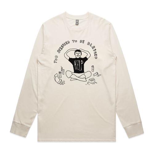 Too Stressed To Be Blessed Tee by Lonely Kids Club. All clothing from our T-shirts to our shorts and hoodies are ethically made, and printed packed and shipped from Sydney.