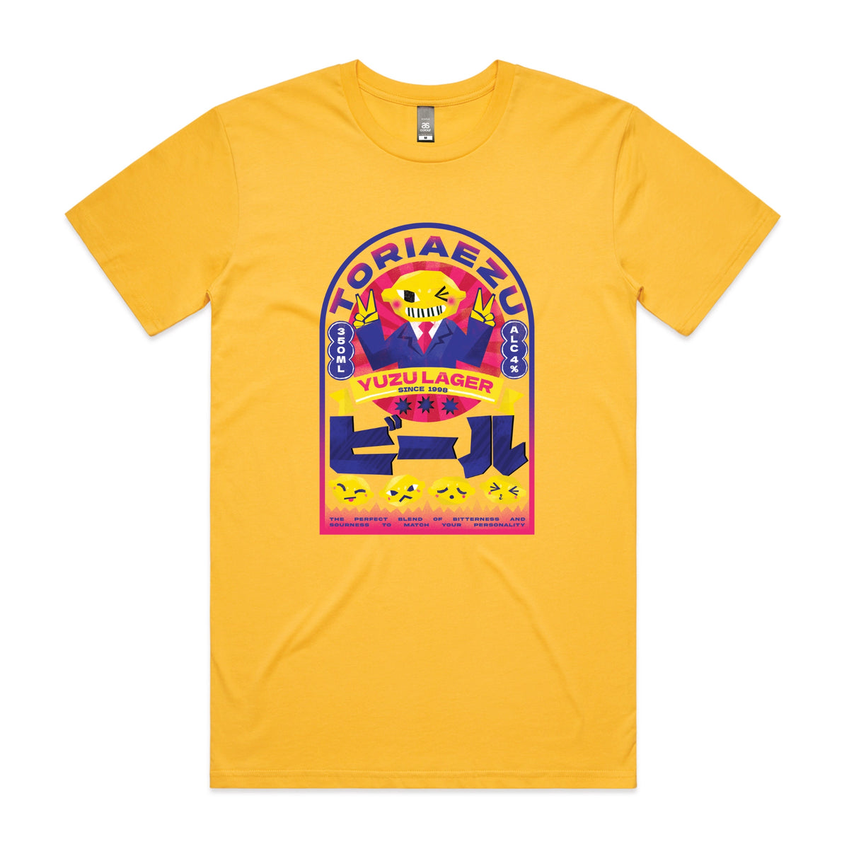 Yellow unisex t-shirt with Toriaezu graphic by Lonely Kids Club