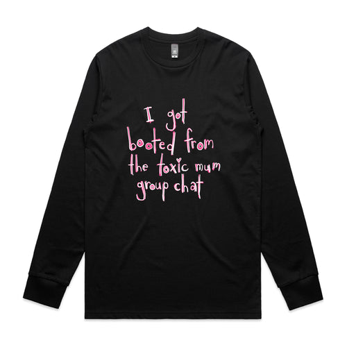Toxic Mum Group Chat Tee by Lonely Kids Club. All clothing from our T-shirts to our shorts and hoodies are ethically made, and printed packed and shipped from Sydney.