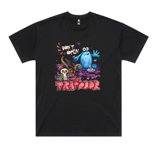 Trap Door Tee by Lonely Kids Club. All clothing from our T-shirts to our shorts and hoodies are ethically made, and printed packed and shipped from Sydney.