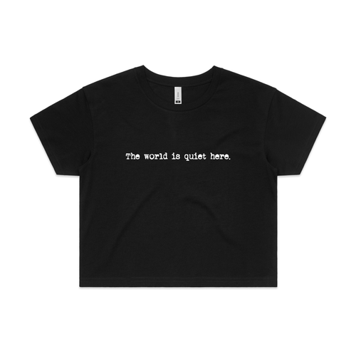 The World Is Quiet Here Tee by Lonely Kids Club. All clothing from our T-shirts to our shorts and hoodies are ethically made, and printed packed and shipped from Sydney.
