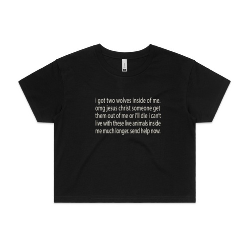 Two Wolves Tee by Lonely Kids Club. All clothing from our T-shirts to our shorts and hoodies are ethically made, and printed packed and shipped from Sydney.