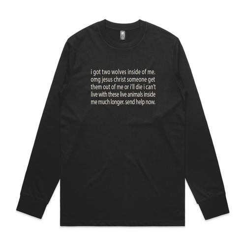 Two Wolves Tee by Lonely Kids Club. All clothing from our T-shirts to our shorts and hoodies are ethically made, and printed packed and shipped from Sydney.