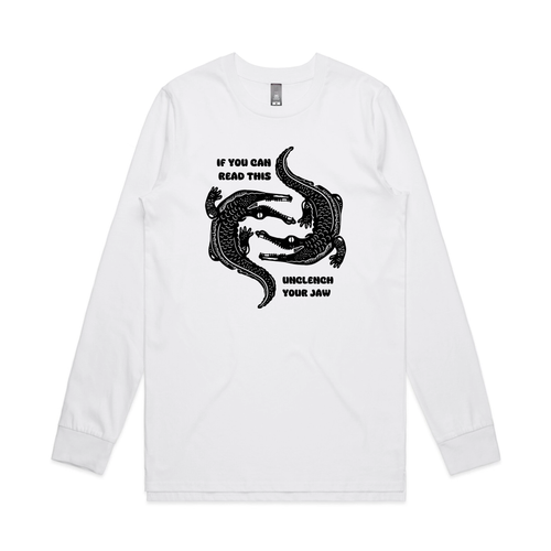Unclench Your Jaw Tee by Lonely Kids Club. All clothing from our T-shirts to our shorts and hoodies are ethically made, and printed packed and shipped from Sydney.