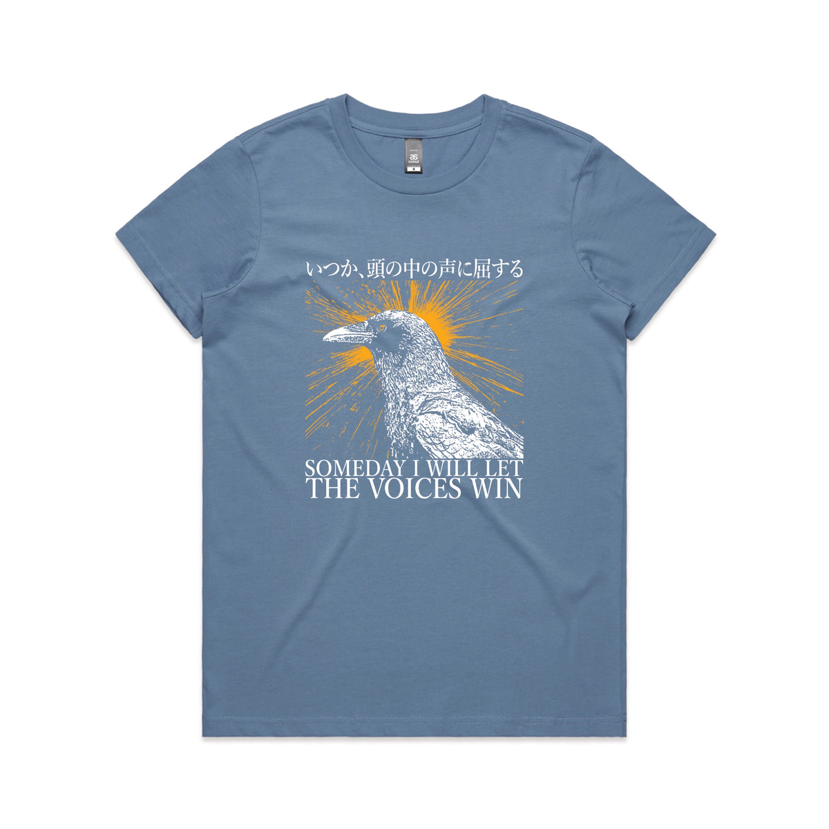 Carolina Blue fitted womens t-shirt with Let The Voices Win graphic by Lonely Kids Club