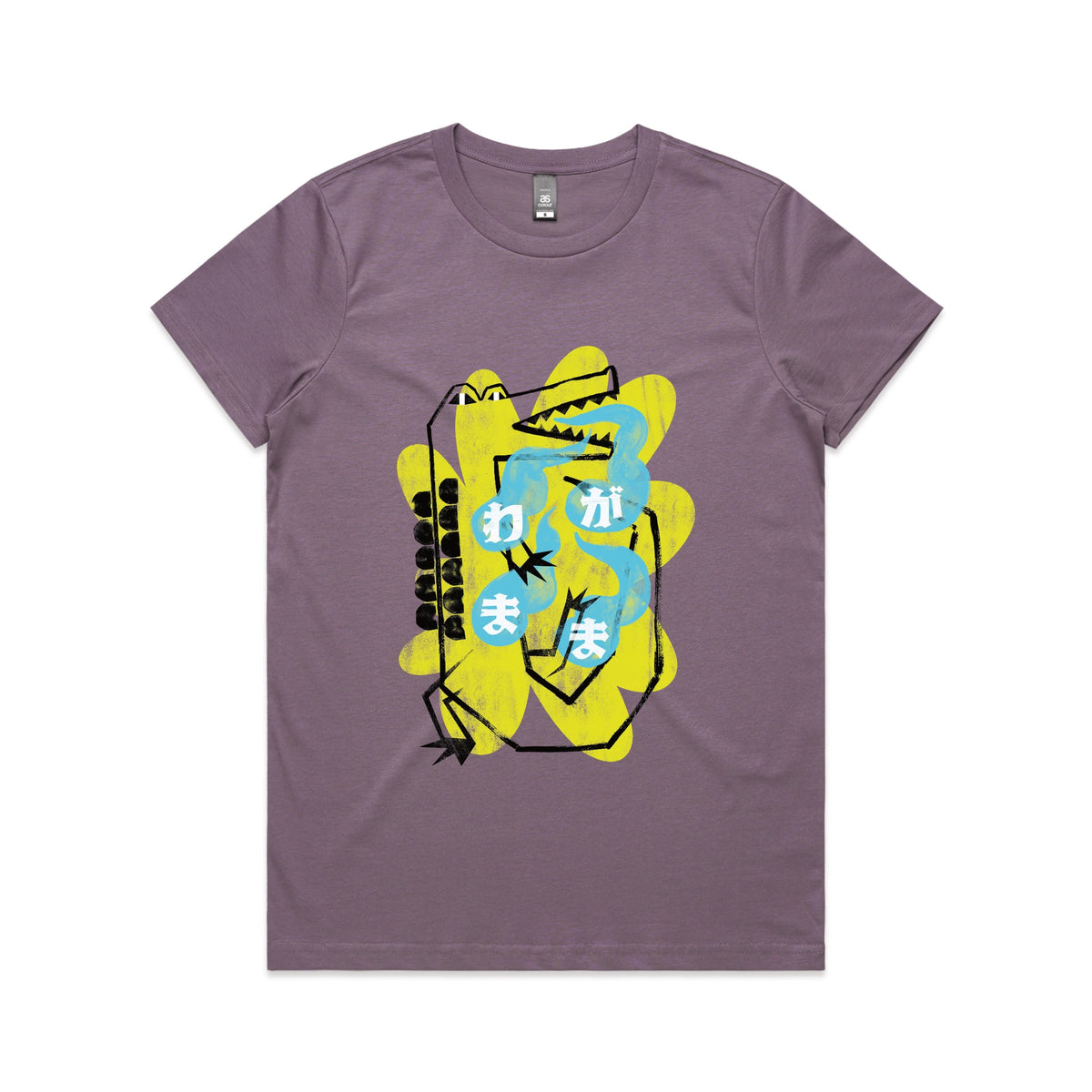 Mauve fitted womens t-shirt with Wagamama graphic by Lonely Kids Club