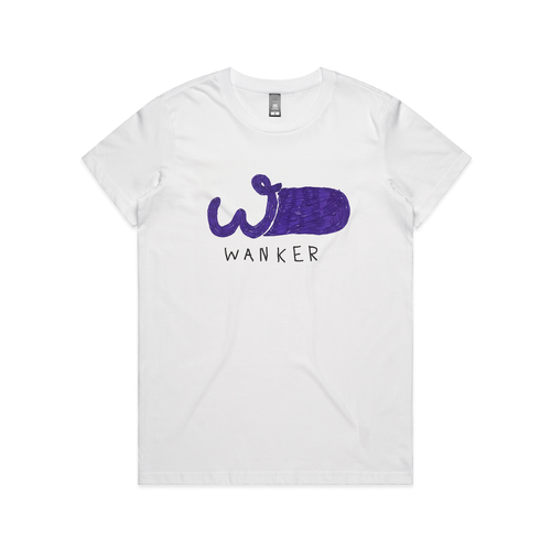 Wanker Tee by Lonely Kids Club. All clothing from our T-shirts to our shorts and hoodies are ethically made, and printed packed and shipped from Sydney.