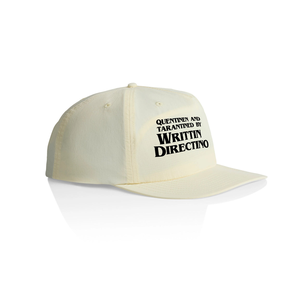 Ecru active cap with Writtin Directino Hat graphic by Lonely Kids Club